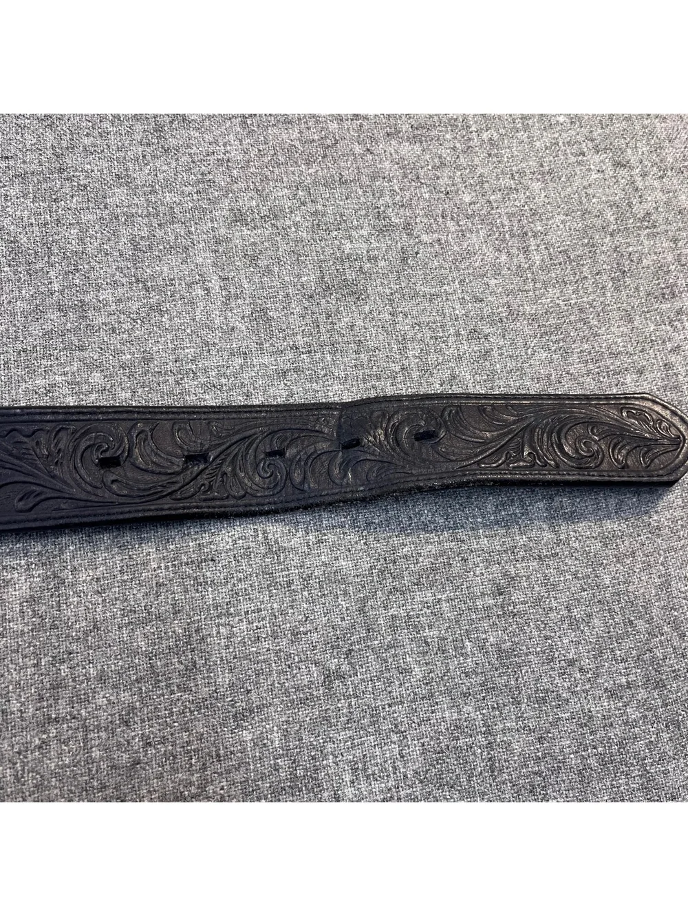 Justin Men's Silver Buckle Black Western Scroll Tooled Leather Belt 53903, 40in